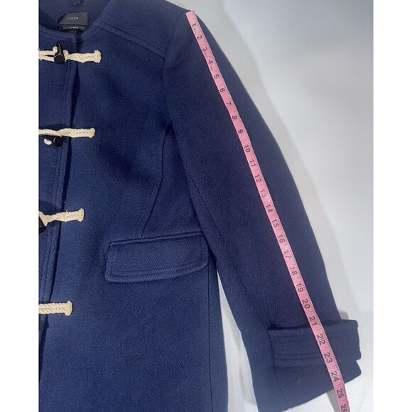 J. Crew Italian Stadium-Cloth Wool Toggle Duffle Coat Navy Size 10/ 12 G8982 - Picture 8 of 13